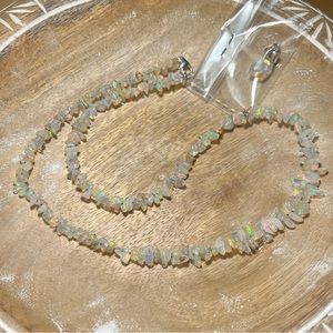 NWOT Ethiopian Opal Raw Chip Sterling Silver Necklace & Pendant